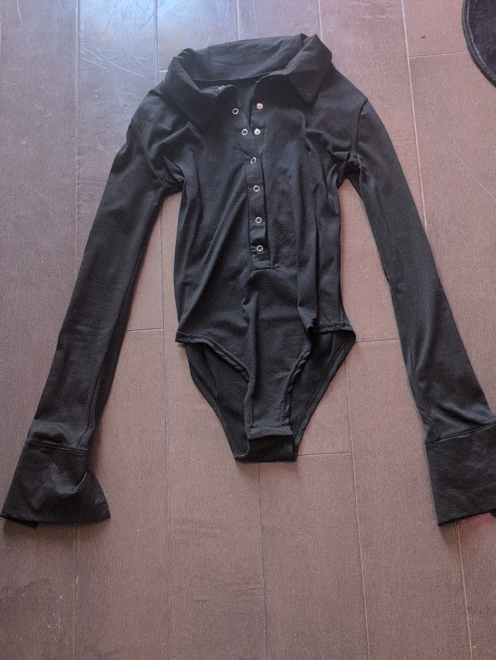 H&M Black Long-Sleeve Collared Bodysuit